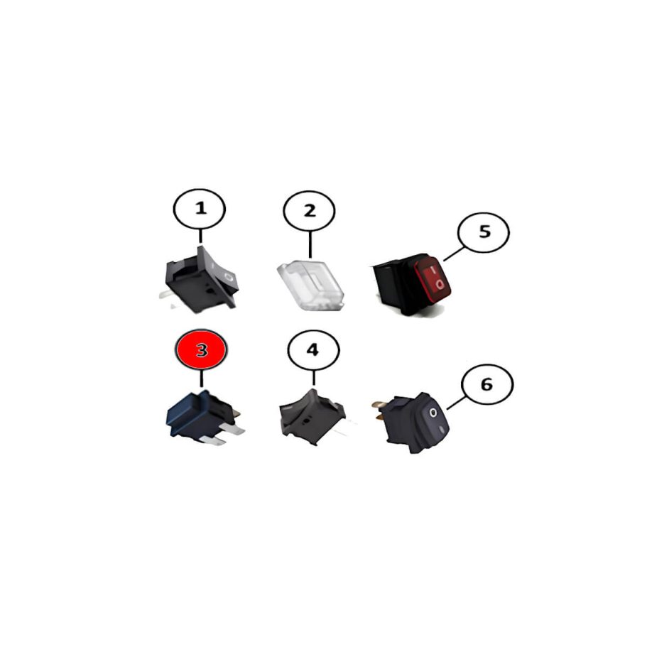 STA-012-038 Druckschalter, Schwarz, unbeleuchtet Ein / Aus Druckschalter, Schwarz, unbeleuchtet Ein / Aus für Jet 90 Star – Ersatzteil für Kebab-Messer